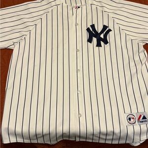 Majestic Navy and White Pinstripe Jersey